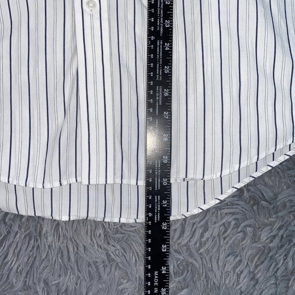 Donald Trump Sig Collection 15.5 34/35 White W/Blk Stripped Shirt French Cuff - Picture 5 of 8